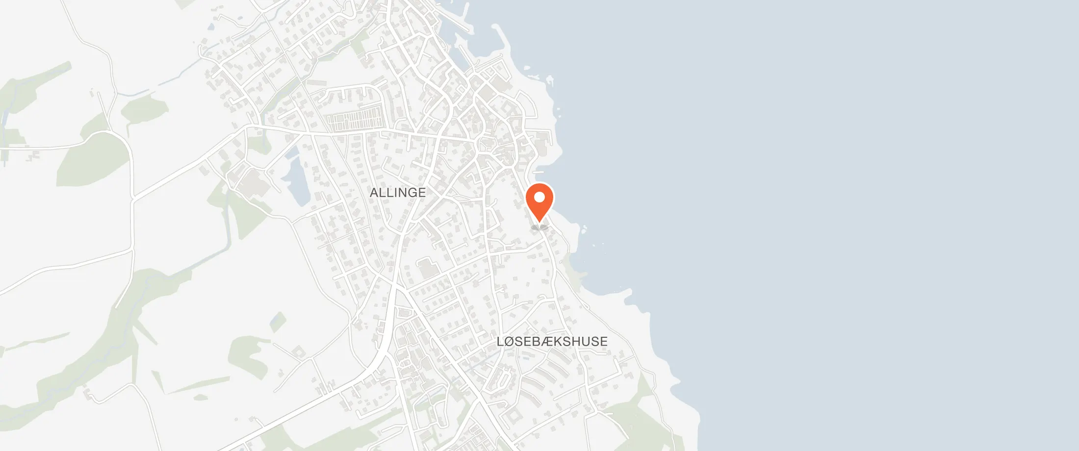 Kort over Allinge Badehotel, Løsebækgade 3, 3770 Allinge