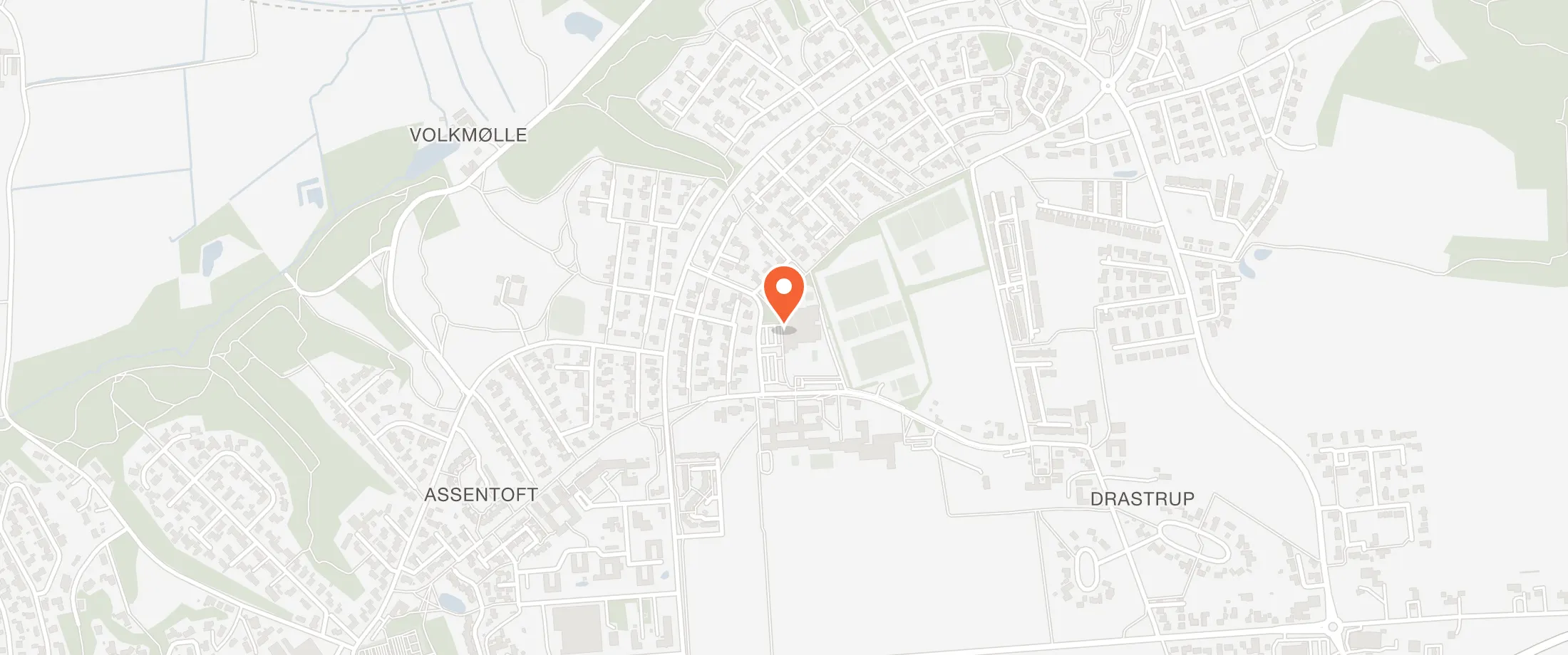 Kort over Assentoft Hallerne, Borgerhuset, Stadionvej 41, 8960 Assentoft