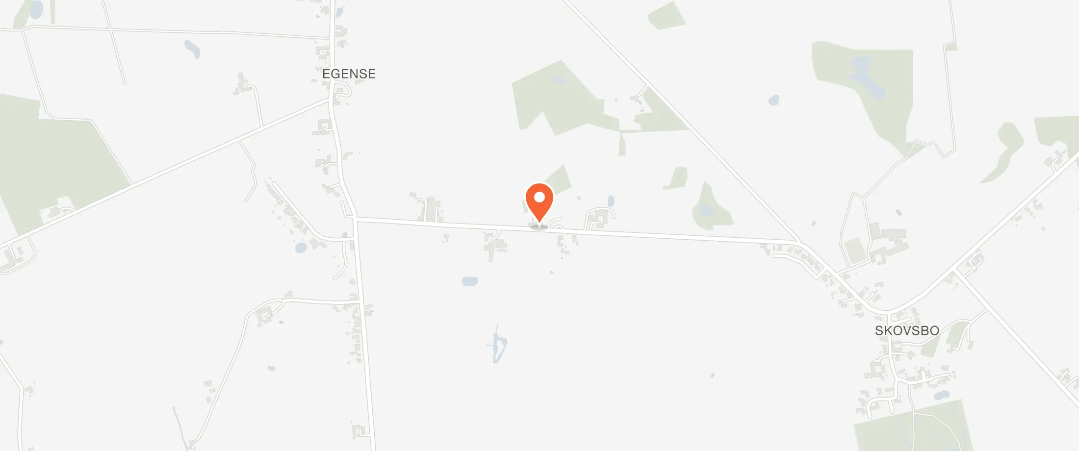 Kort over Egense Forsamlingshus, Skovsbovej 338, 5700 Egense