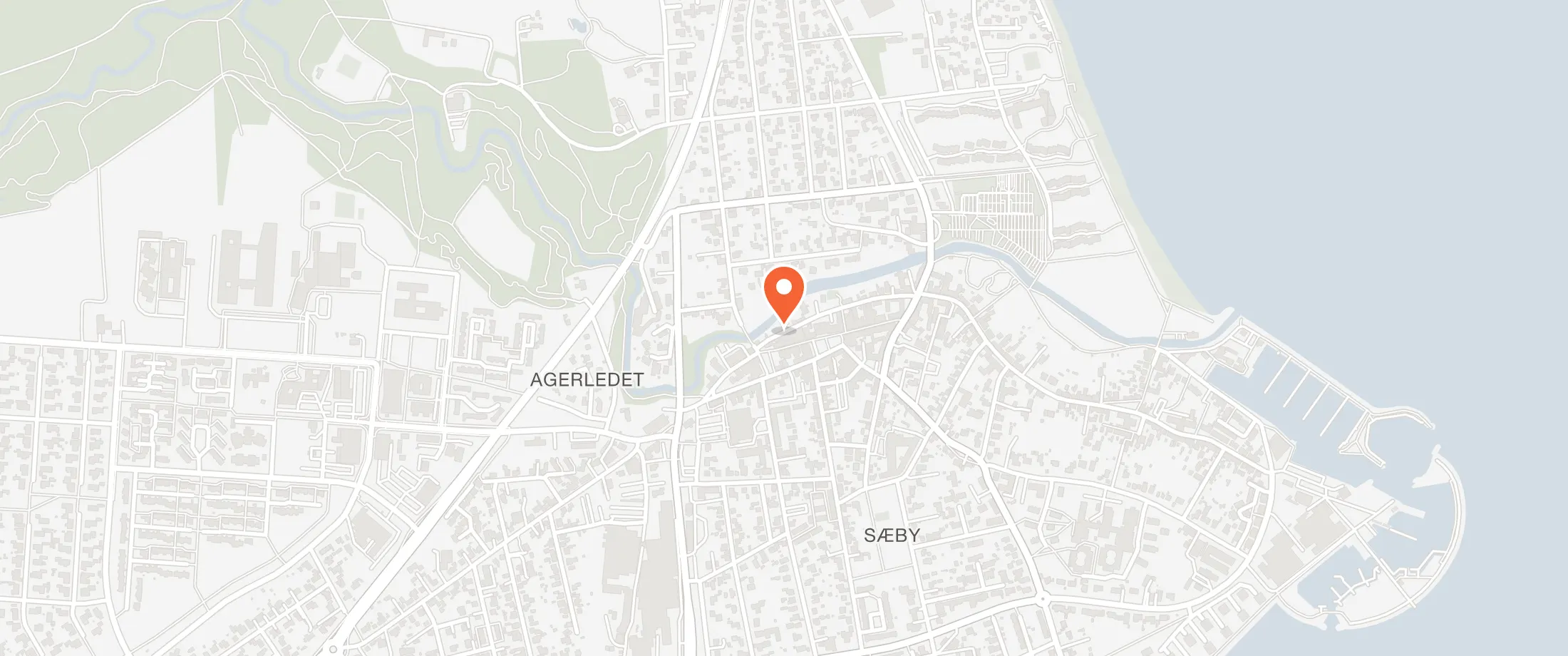 Kort over Frøken Madsens Spisehus, Pindborggade 1B, 9300 Sæby