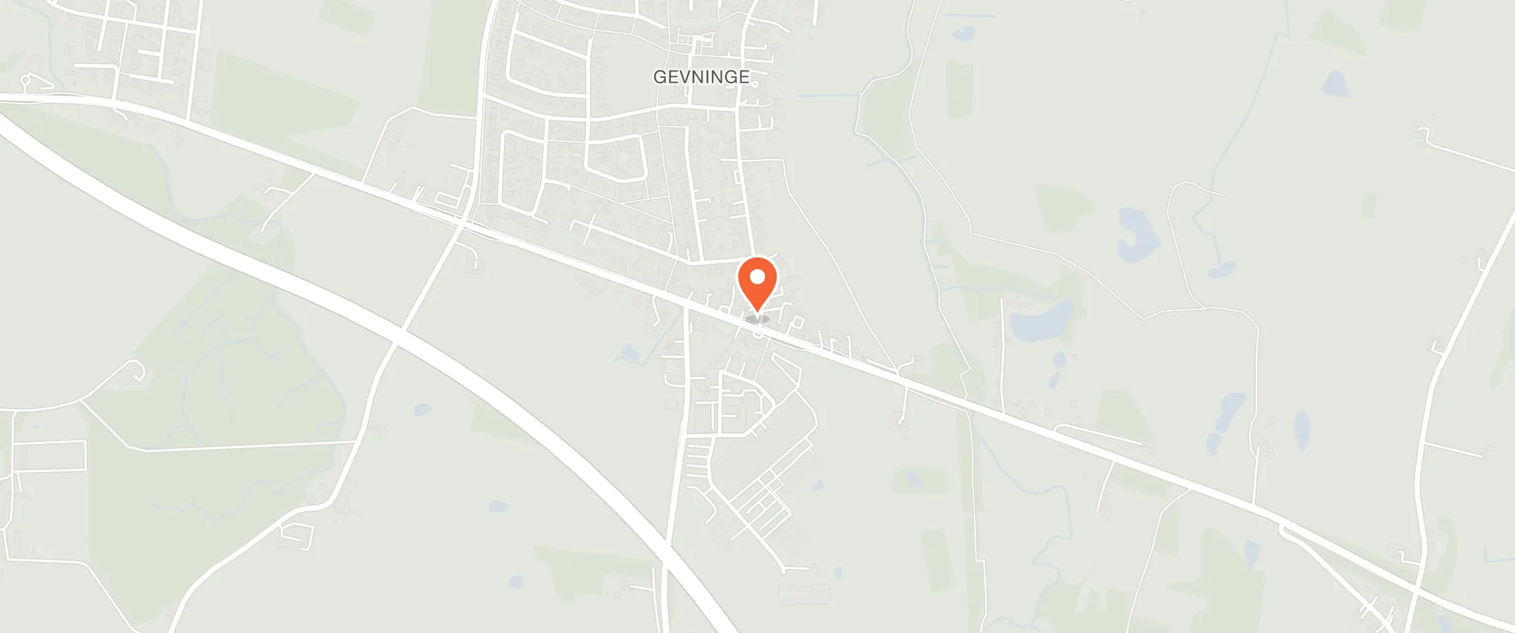 Kort over Gevninge Forsamlingshus, Gevninge Bygade 1, 4000 Gevninge