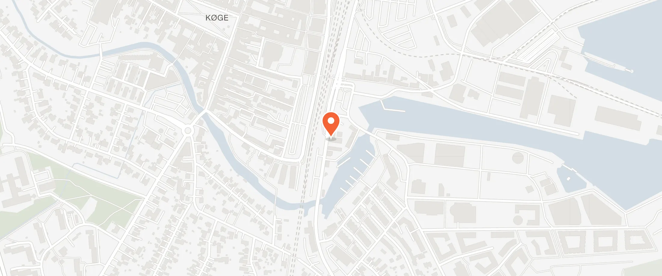 Kort over Køge Festlokaler (den gamle natklub), Toldbodvej 5, 4600 Køge