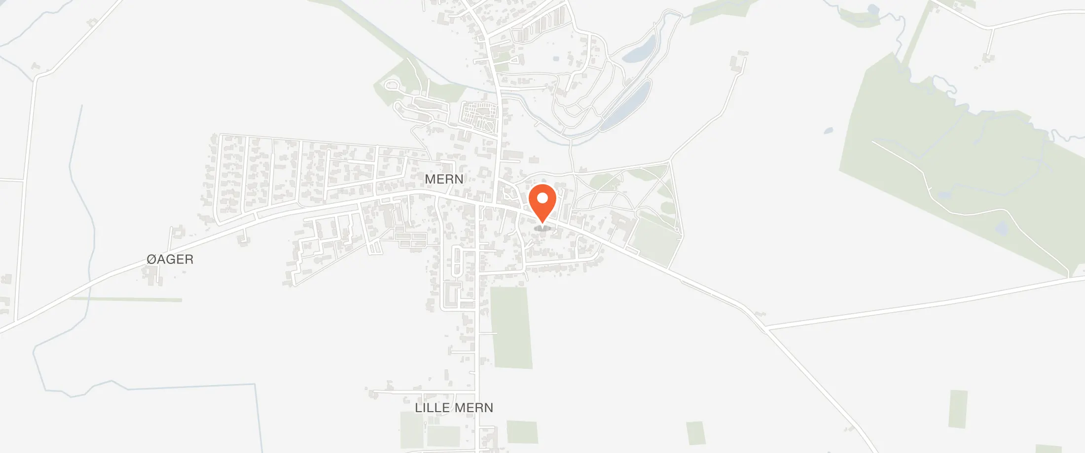Kort over Mern Forsamlingshus, Kalvehavevej 14, 4735 Mern