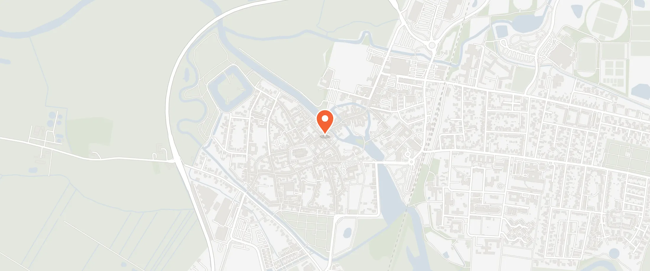 Kort over Quedens Gaard, Overdammen 10, 6760 Ribe