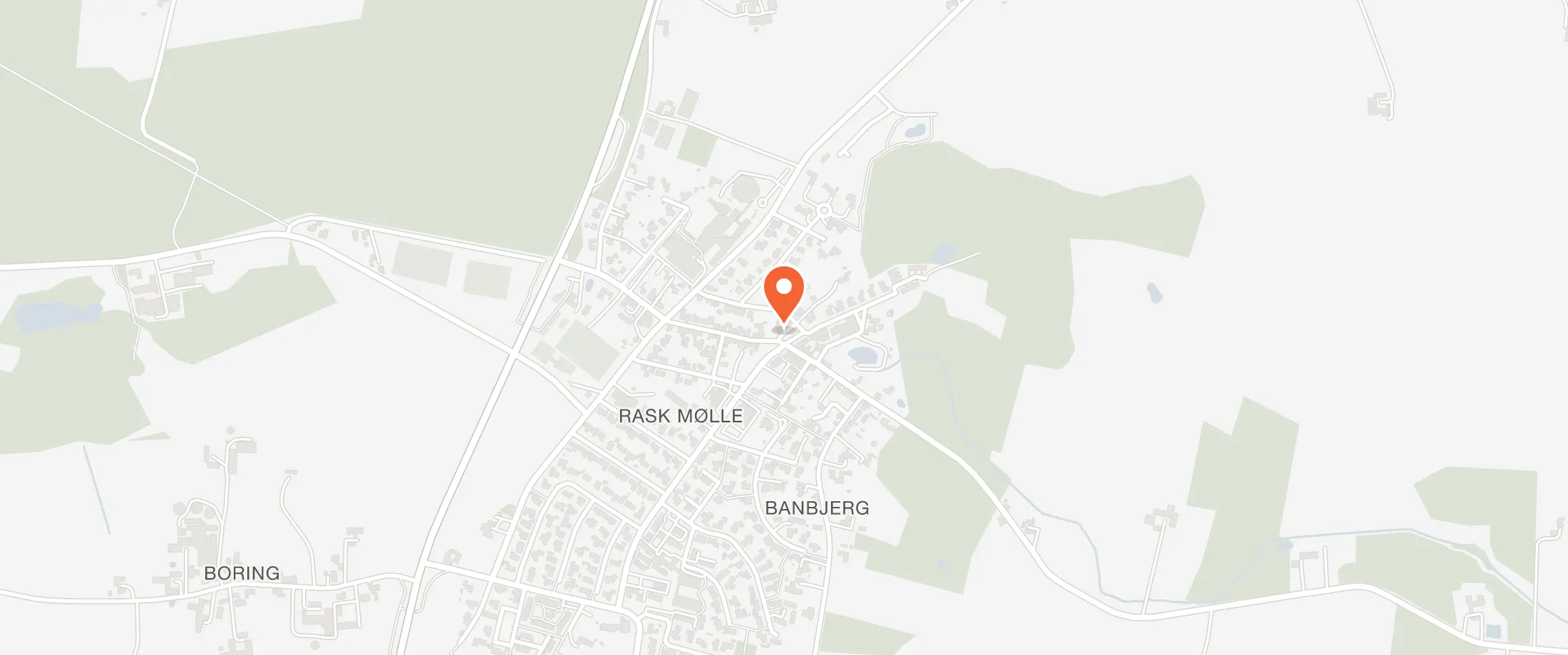 Kort over Rask Mølle Kro, Stationspladsen 1, 8763 Rask Mølle