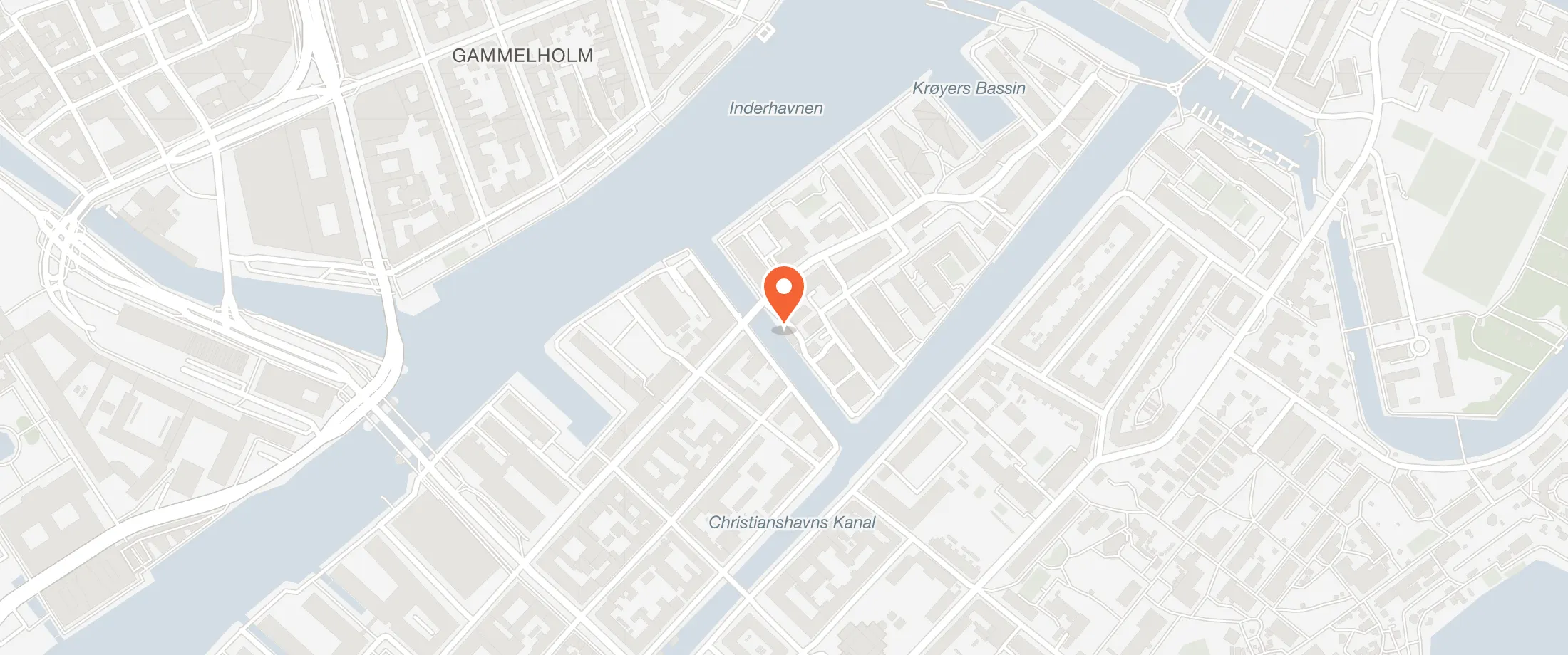 Kort over Restaurant Kanalen, Wilders Plads 2, 1403 Christianshavn