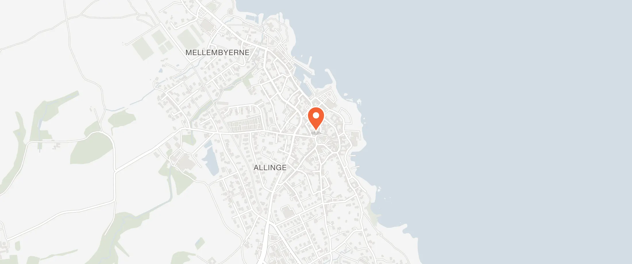 Kort over Restaurant Margeritten, Kirkeplads 1B, 3770 Allinge