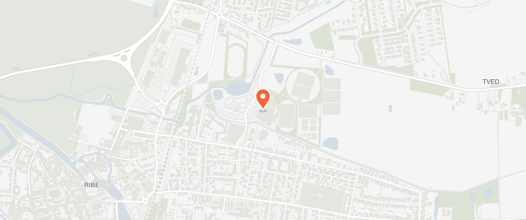 Kort over Ribe Fritidscenter, Sportsvej 8, 6760 Ribe