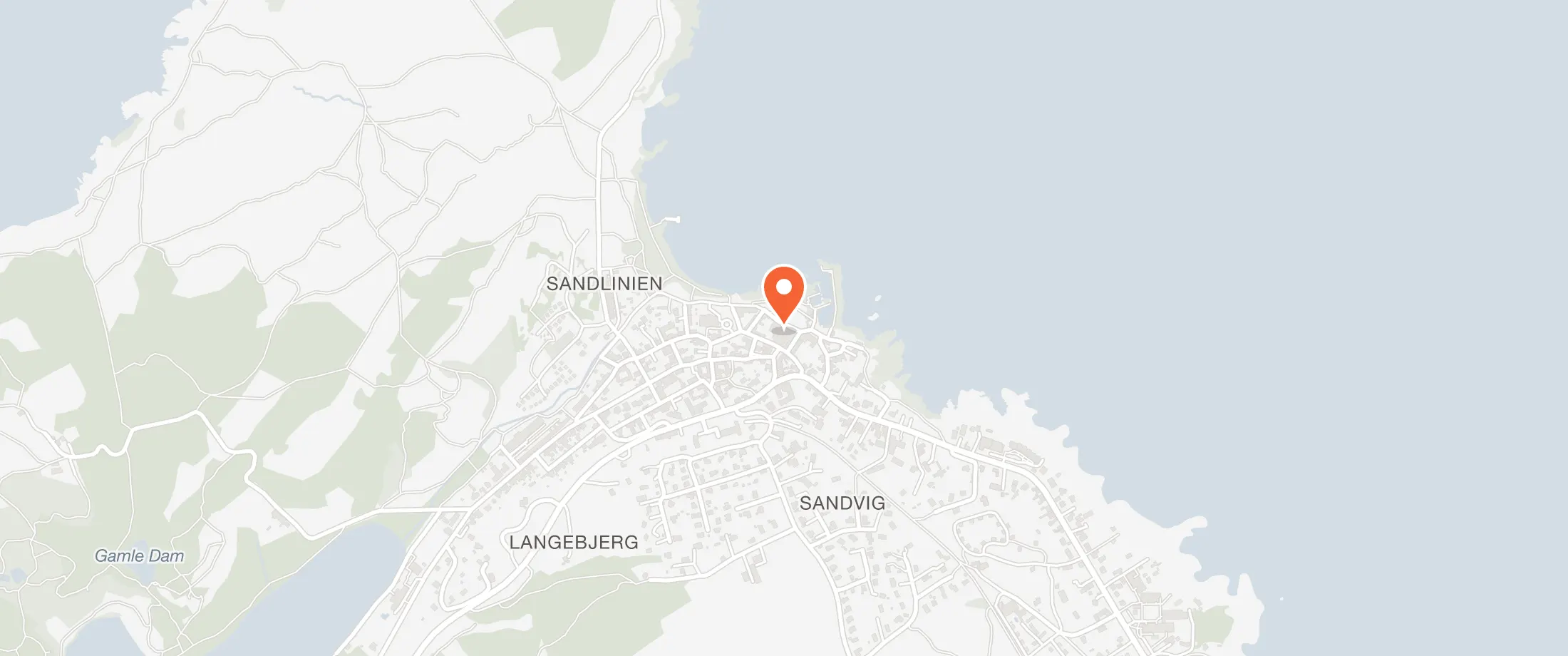 Kort over Strandhotellet Sandvig, Strandpromenaden 7, 3770 Sandvig